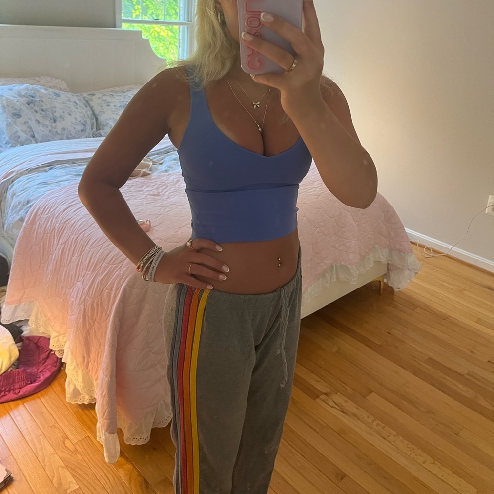 Aviator Nation Gray Pants with Rainbow Stripes